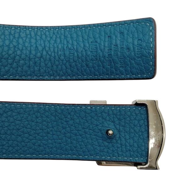 NEW Auth Louis Vuitton Blue Leather Damier Infini Belt Men’s 90 Unisex Appeal - Picture 2 of 11